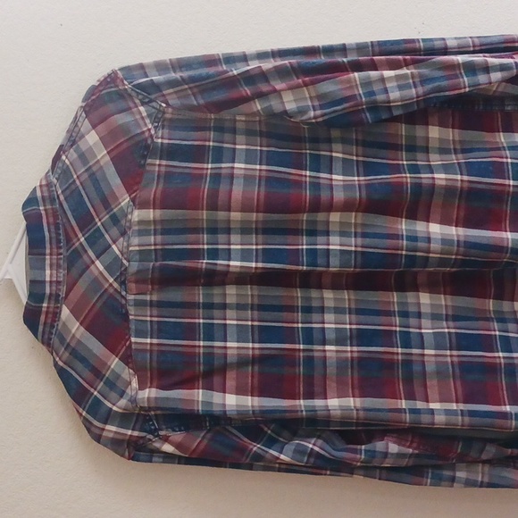 90s Mossimo plaid striped long-sleeve button-up 90s shirt. Size -Medium - Picture 8 of 14